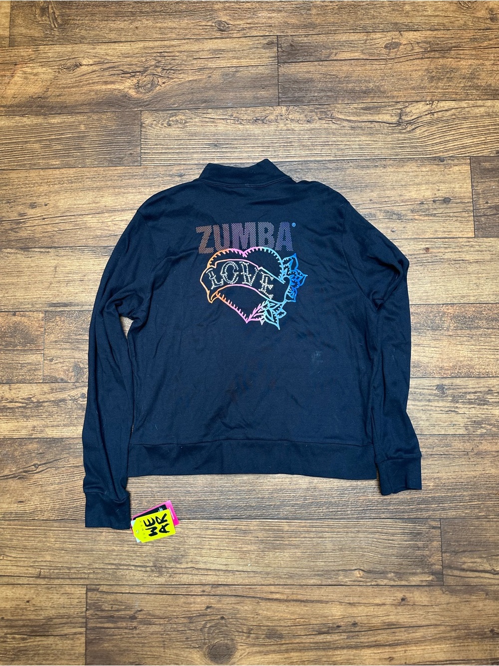 Zumba Fitness swarvorski crystal Black Jacket with Rainbow LOVE Graphic